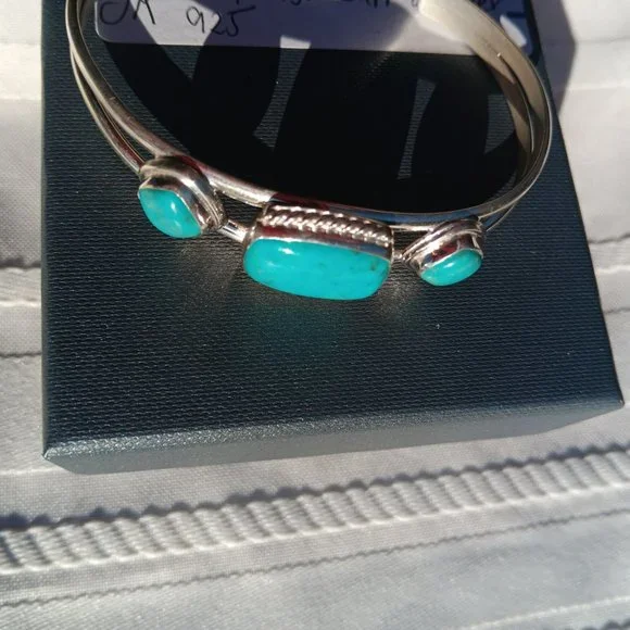 Jay King DTR mine finds 3 turquoise stone cuff bracelet 925 Sterling - Picture 4 of 12